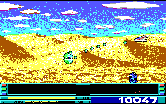 Revenge of Defender IBM PC/Compatibles Screenshot: Dodge the incoming bullets...