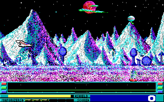 Revenge of Defender IBM PC/Compatibles Screenshot: Game start.