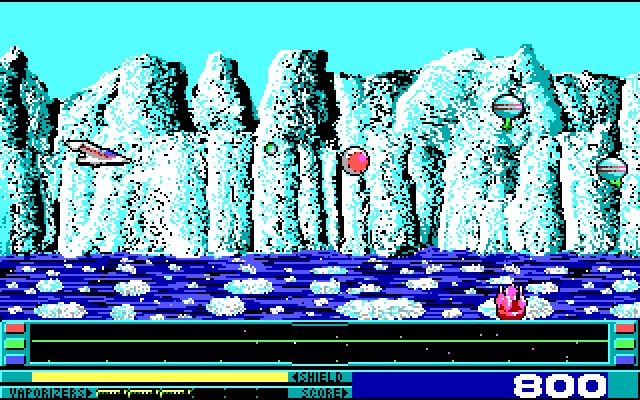 Revenge of Defender IBM PC/Compatibles Screenshot: Level three; destroying opponents.