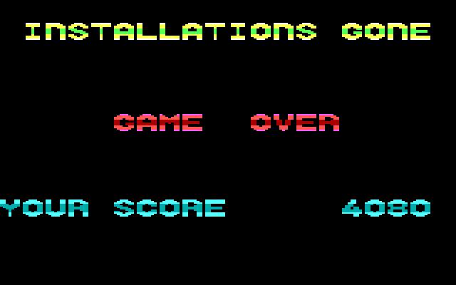 Revenge of Defender IBM PC/Compatibles Screenshot: Game over.