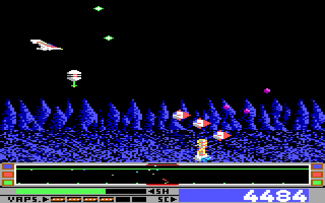 Revenge of Defender IBM PC/Compatibles Screenshot: Multiple types of opponents incoming!