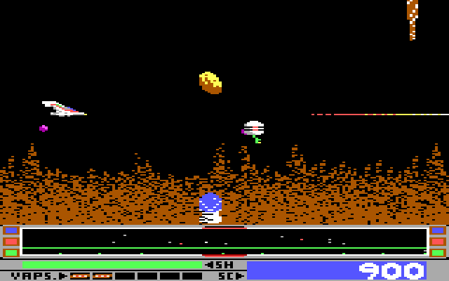 Revenge of Defender IBM PC/Compatibles Screenshot: Firing at an enemy, but missed!