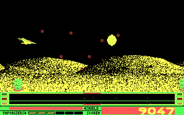 Revenge of Defender IBM PC/Compatibles Screenshot: Numerous bullets to dodge...