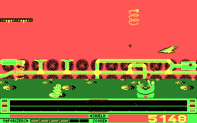 Revenge of Defender IBM PC/Compatibles Screenshot: Either avoid or shoot the bouncing springs.