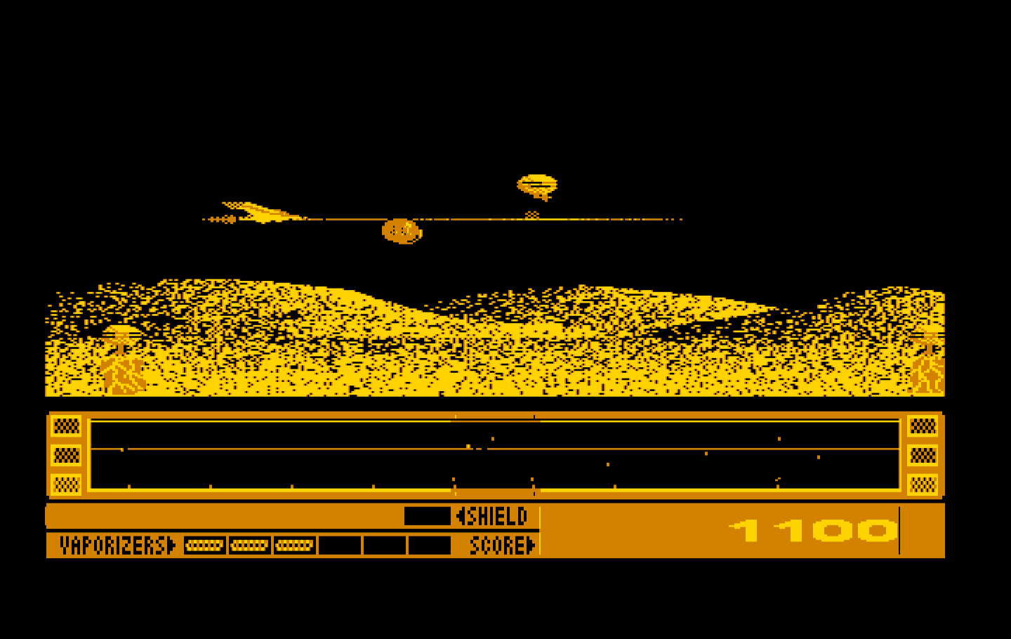 Revenge of Defender IBM PC/Compatibles Screenshot: Firing at opponents...