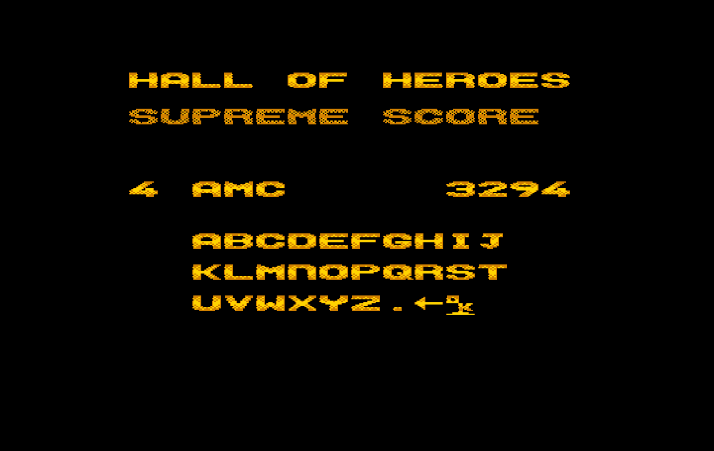 Revenge of Defender IBM PC/Compatibles Screenshot: Entering a high score.