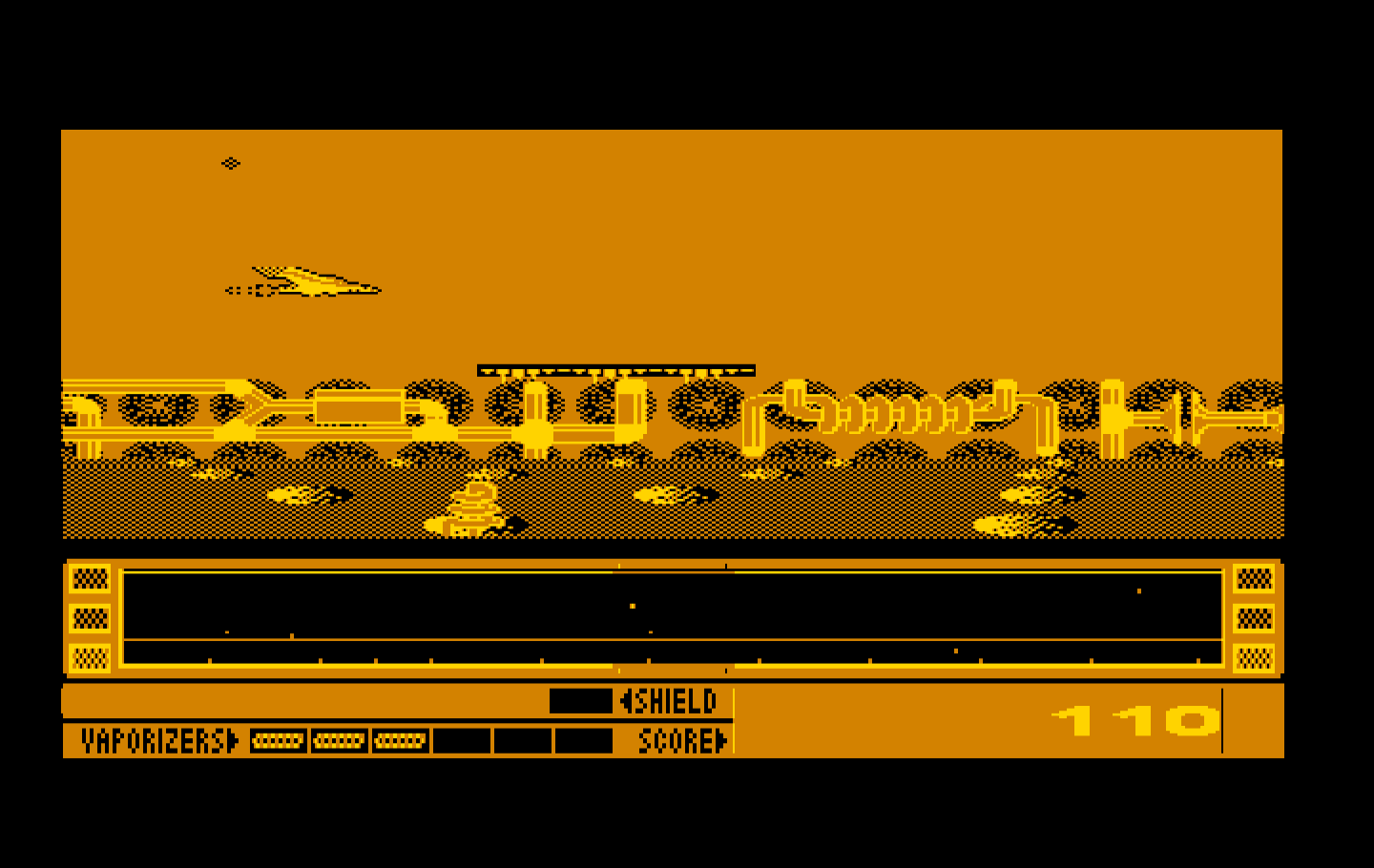 Revenge of Defender IBM PC/Compatibles Screenshot: Start of the fourth level.