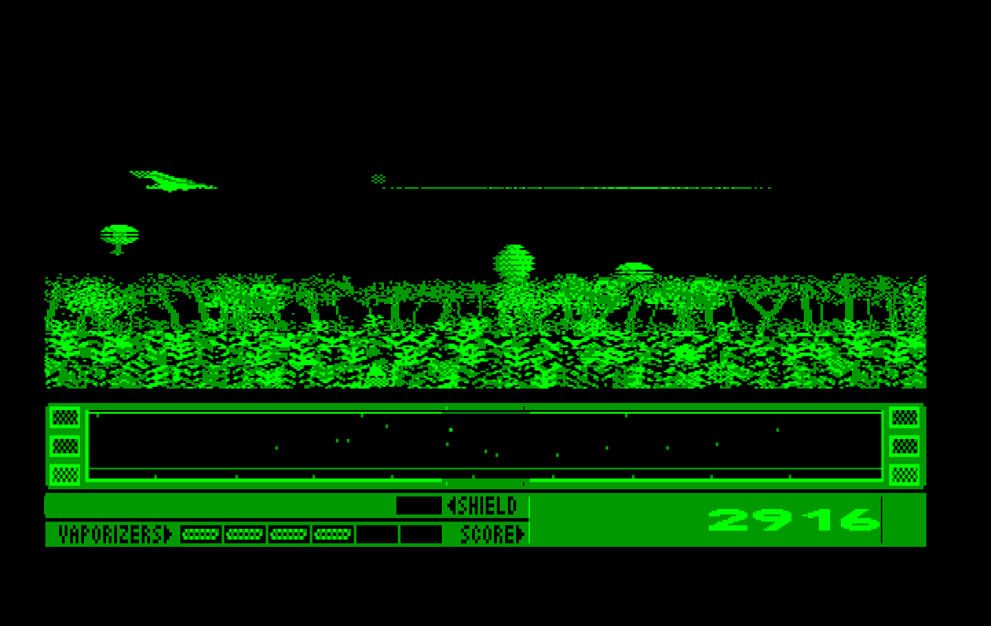 Revenge of Defender IBM PC/Compatibles Screenshot: Being attacked from all sides...