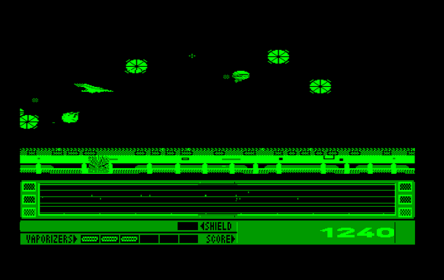 Revenge of Defender IBM PC/Compatibles Screenshot: Being attacked from all angles...