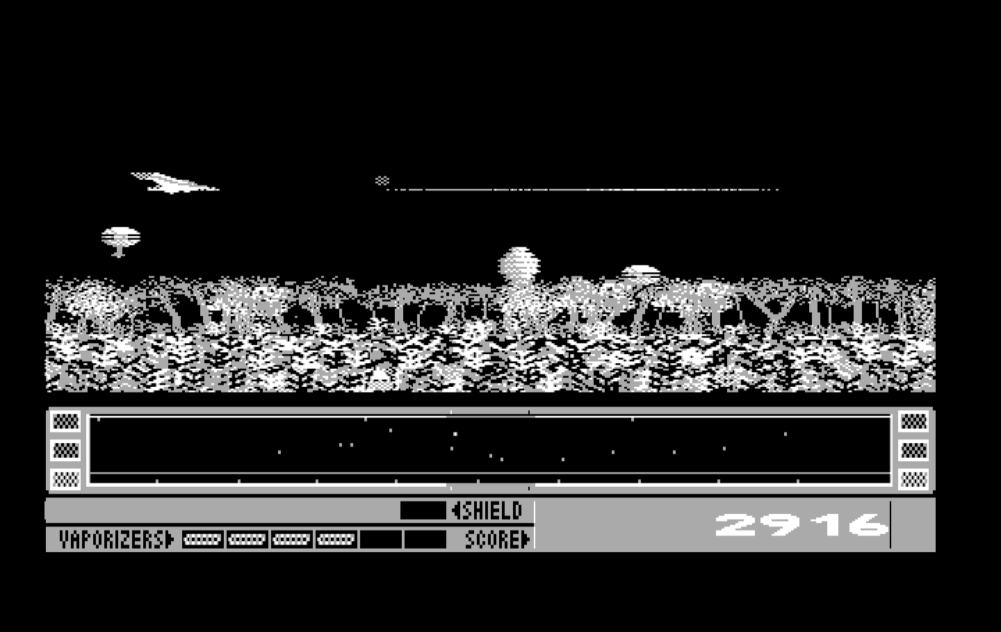Revenge of Defender IBM PC/Compatibles Screenshot: Being attacked from all sides...
