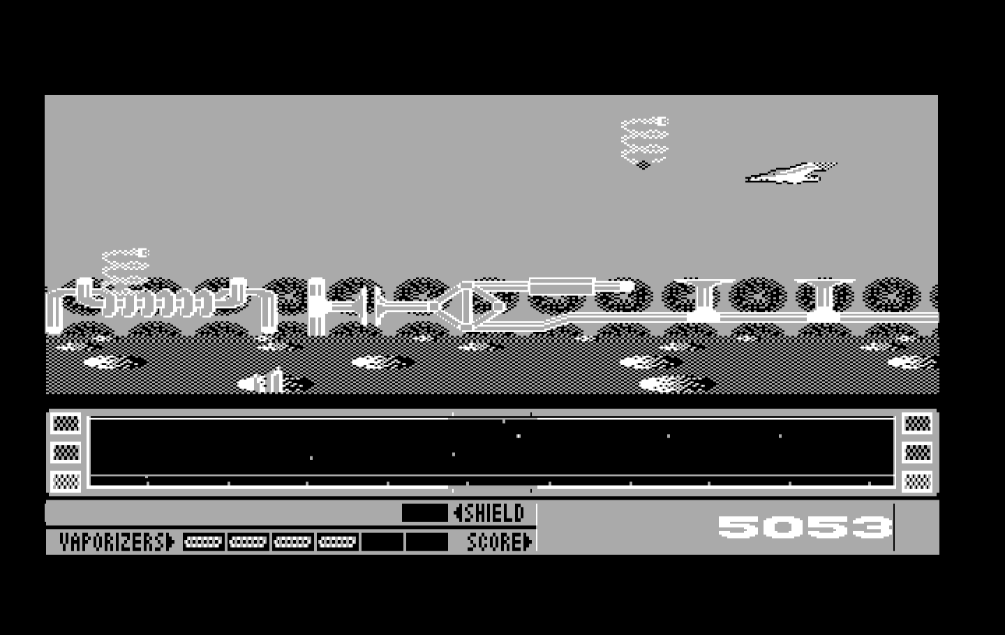 Revenge of Defender IBM PC/Compatibles Screenshot: Watch out for these bouncing springs...