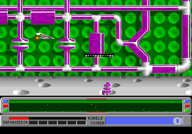 Revenge of Defender Amiga Screenshot: Each level features a different theme.