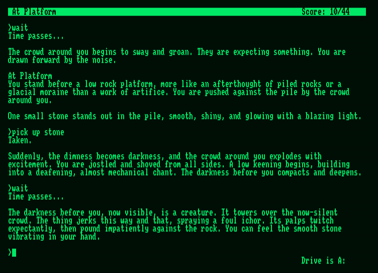 Lurking Horror, The Amstrad PCW Screenshot: What happened? Exploring a bit...