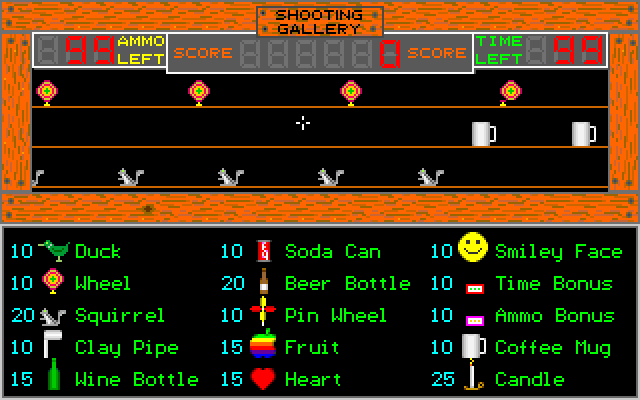 Shooting Gallery IBM PC/Compatibles Screenshot: Shooting at objects.