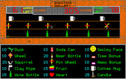 Shooting Gallery for IBM PC/Compatibles - Different objects have different point values.