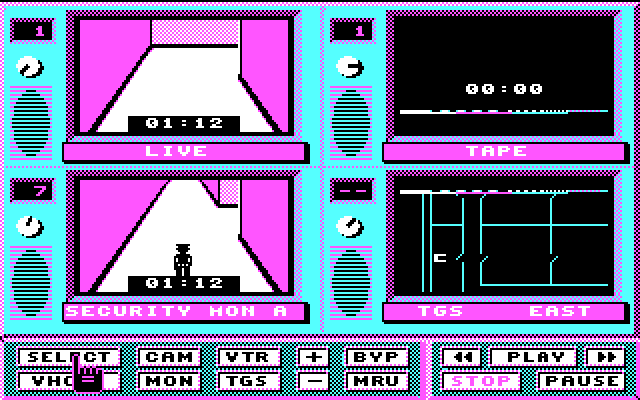 Hacker II: The Doomsday Papers IBM PC/Compatibles Screenshot: Hmm, who is that on the security camera?