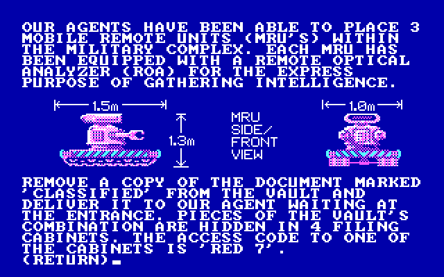 Hacker II: The Doomsday Papers IBM PC/Compatibles Screenshot: Overview of an MRU
