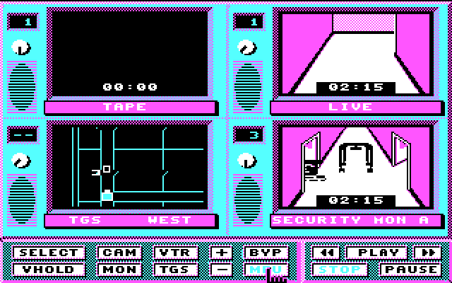 Hacker II: The Doomsday Papers IBM PC/Compatibles Screenshot: Here comes security, my MRU could be in trouble!