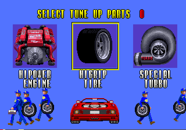 Turbo OutRun Arcade Screenshot: Now's a good time to install a few optional extras...