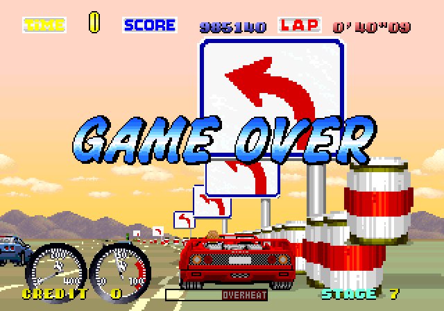 Turbo OutRun Arcade Screenshot: Game over!