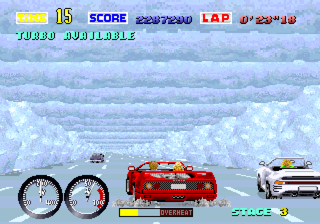 Turbo OutRun Arcade Screenshot: Another tunnel...don't hit the walls or other cars...