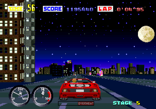 Turbo OutRun Arcade Screenshot: Time for a night scenario...