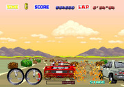 Turbo OutRun for Arcade - Tumbleweed and cars get in the way here...