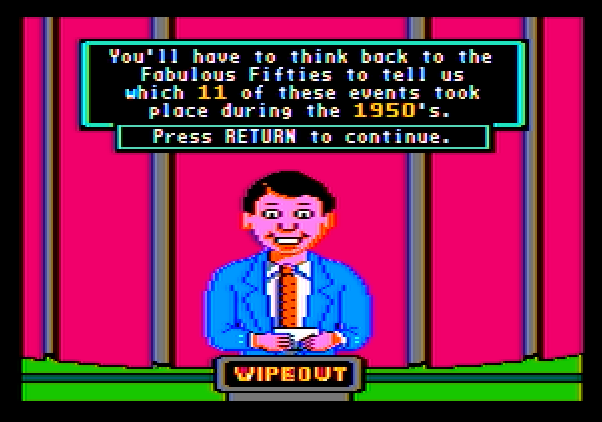 Wipeout Apple II Screenshot: The next question...