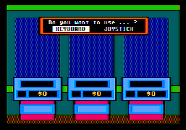 Wipeout Apple II Screenshot: Play with joystick or keyboard?