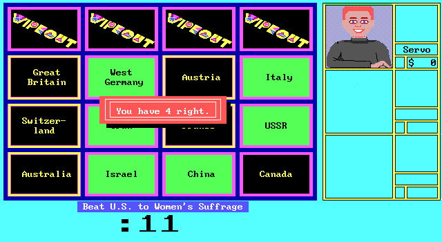 Wipeout IBM PC/Compatibles Screenshot: Final round; I have 4 right answers; but which ones are wrong?