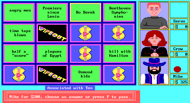 Wipeout IBM PC/Compatibles Screenshot: Choose an answer...
