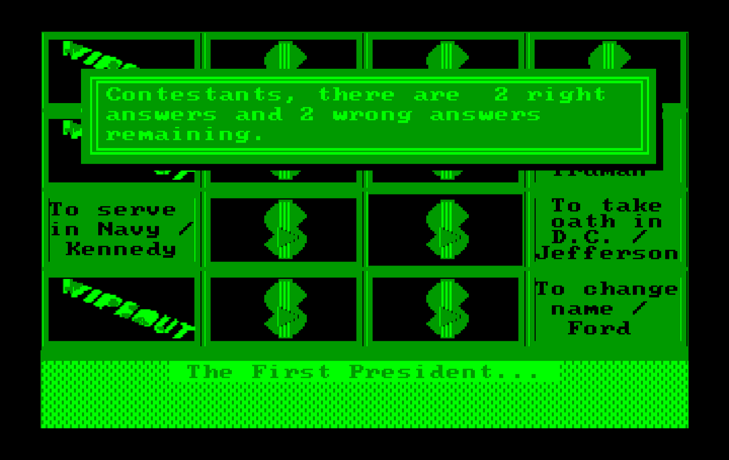 Wipeout IBM PC/Compatibles Screenshot: Two right answers remain...