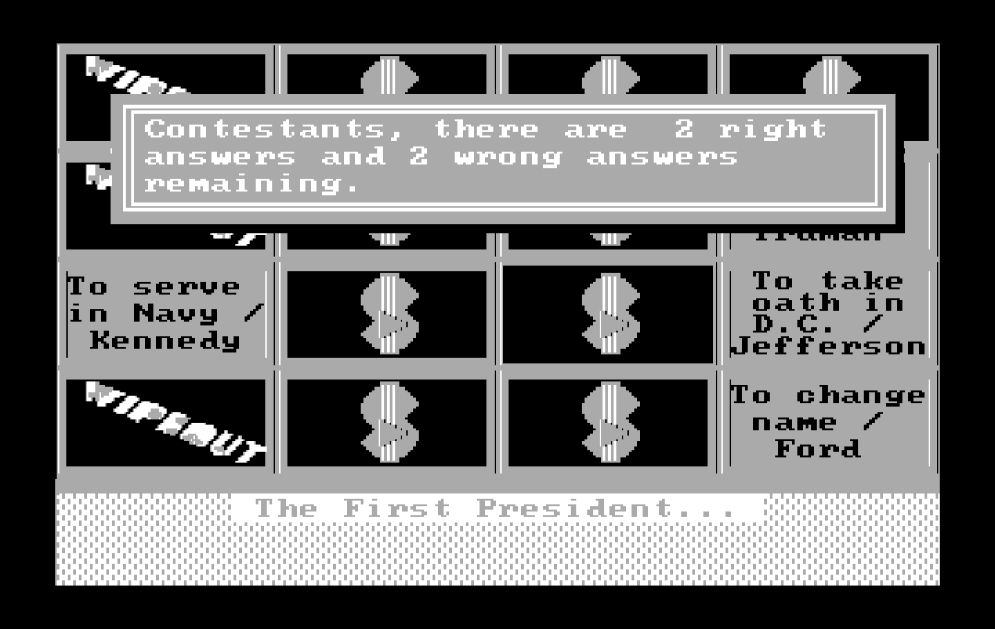 Wipeout IBM PC/Compatibles Screenshot: Two right answers remain...