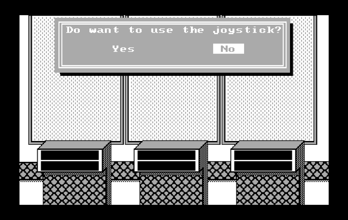 Wipeout IBM PC/Compatibles Screenshot: Play with keyboard or joystick?