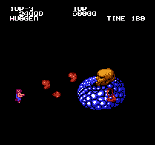 Alien Syndrome NES / Famicom Screenshot: Battle with the first end of level boss...