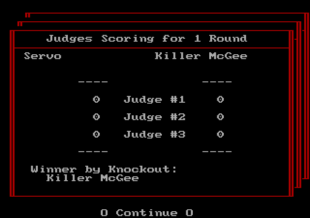 Star Rank Boxing II IBM PC/Compatibles Screenshot: Fight results.