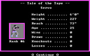 Star Rank Boxing II for IBM PC/Compatibles - Boxer stats.