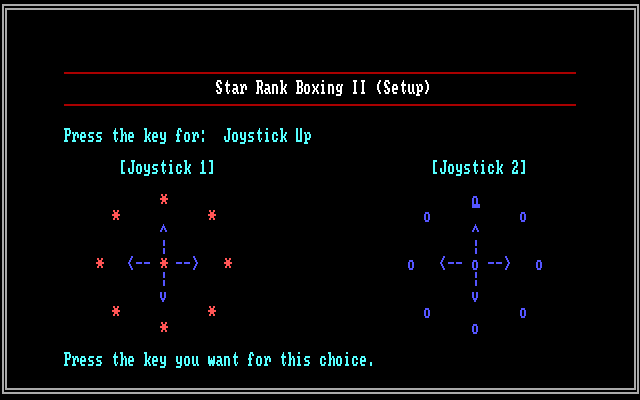 Star Rank Boxing II IBM PC/Compatibles Screenshot: Configuring the keys when playing with keyboard.