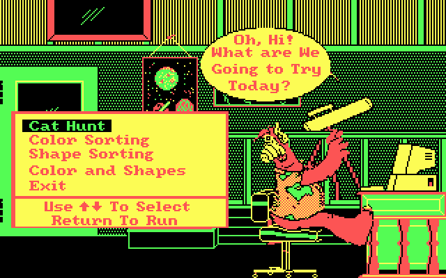 ALF's Thinking Skills IBM PC/Compatibles Screenshot: The main menu.