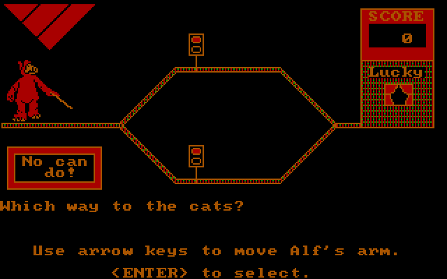 ALF's Thinking Skills IBM PC/Compatibles Screenshot: First, which way to the cats?