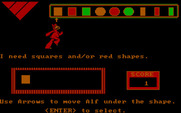 ALF's Thinking Skills for IBM PC/Compatibles - And we're off! Move Alf to get the required shapes...