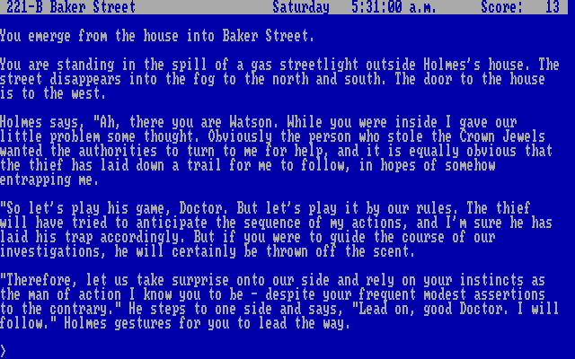 Sherlock: The Riddle of the Crown Jewels IBM PC/Compatibles Screenshot: The adventure is underway!