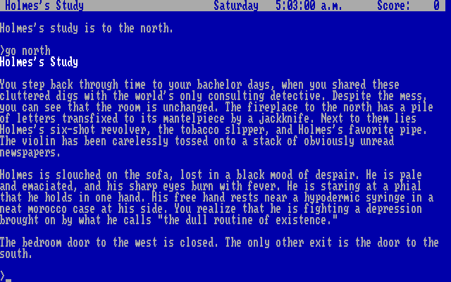 Sherlock: The Riddle of the Crown Jewels IBM PC/Compatibles Screenshot: I'm in Holmes's study now.
