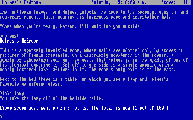 Sherlock: The Riddle of the Crown Jewels IBM PC/Compatibles Screenshot: Lamps are always useful in adventure games!