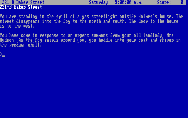 Sherlock: The Riddle of the Crown Jewels IBM PC/Compatibles Screenshot: Game start.