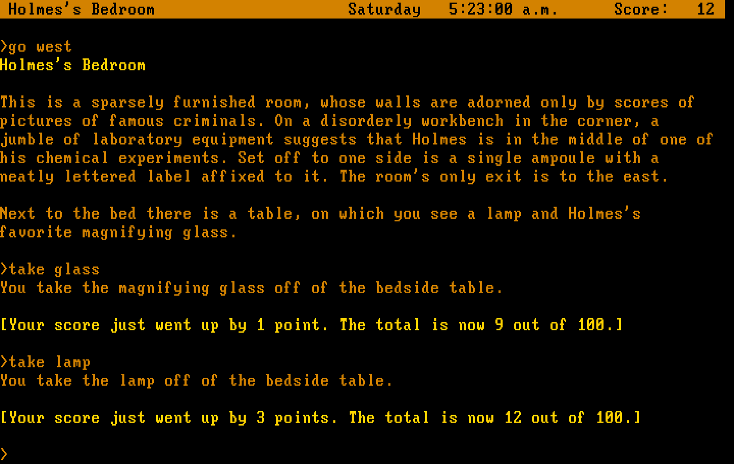 Sherlock: The Riddle of the Crown Jewels IBM PC/Compatibles Screenshot: Taking a lamp; these are always useful in adventure games!