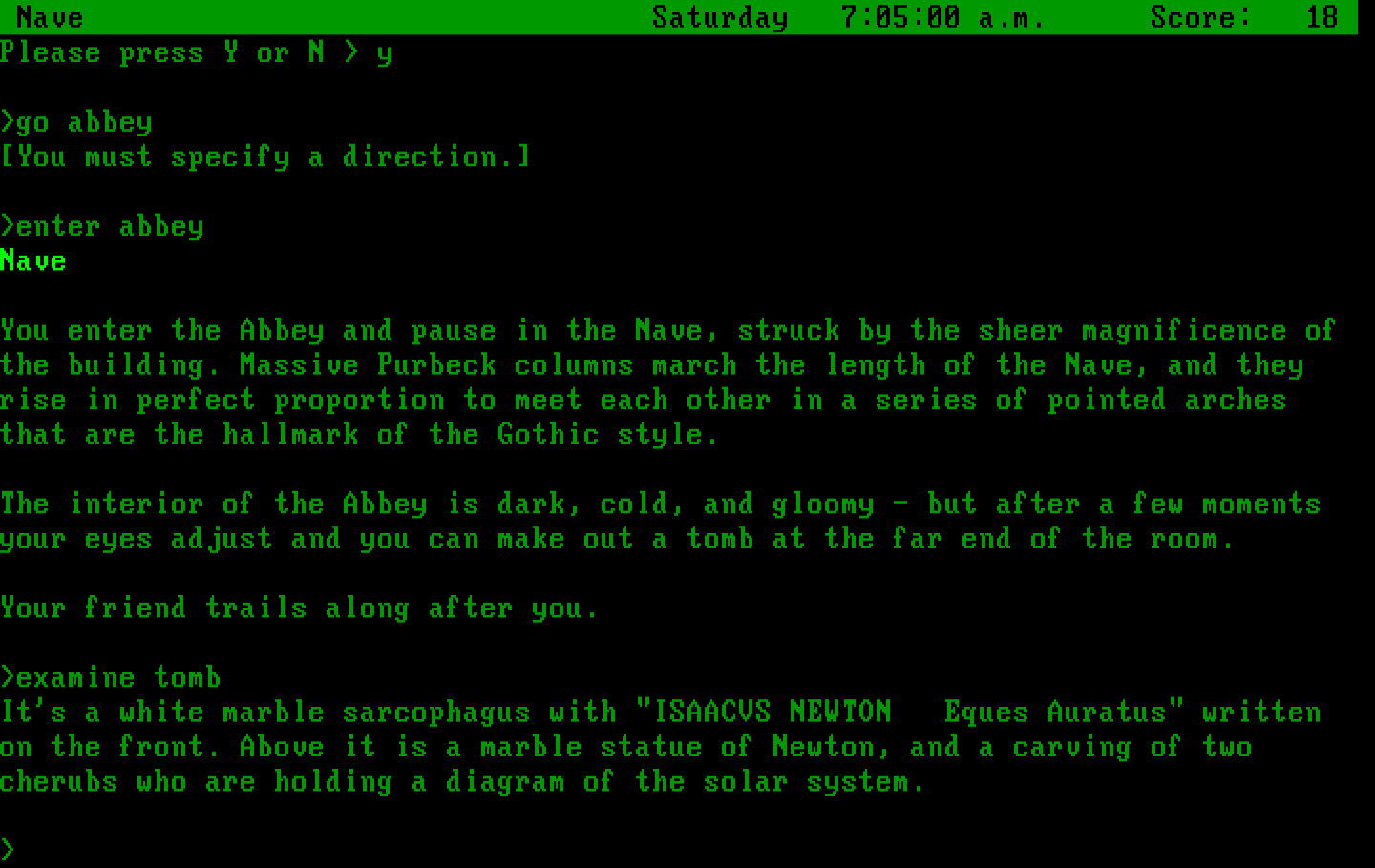 Sherlock: The Riddle of the Crown Jewels IBM PC/Compatibles Screenshot: Exploring the abbey...