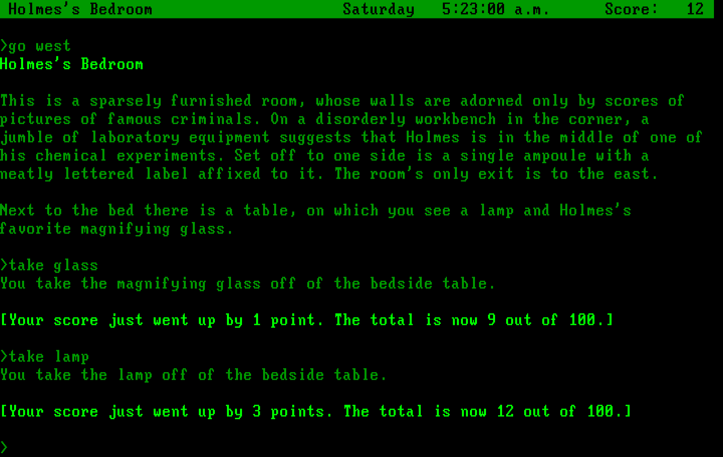 Sherlock: The Riddle of the Crown Jewels IBM PC/Compatibles Screenshot: Taking a lamp; these are always useful in adventure games!