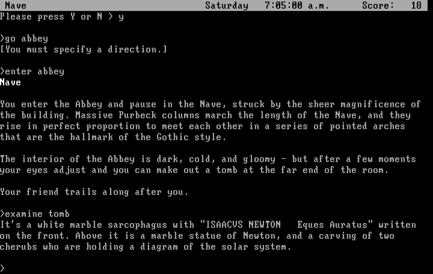 Sherlock: The Riddle of the Crown Jewels IBM PC/Compatibles Screenshot: Exploring the abbey...