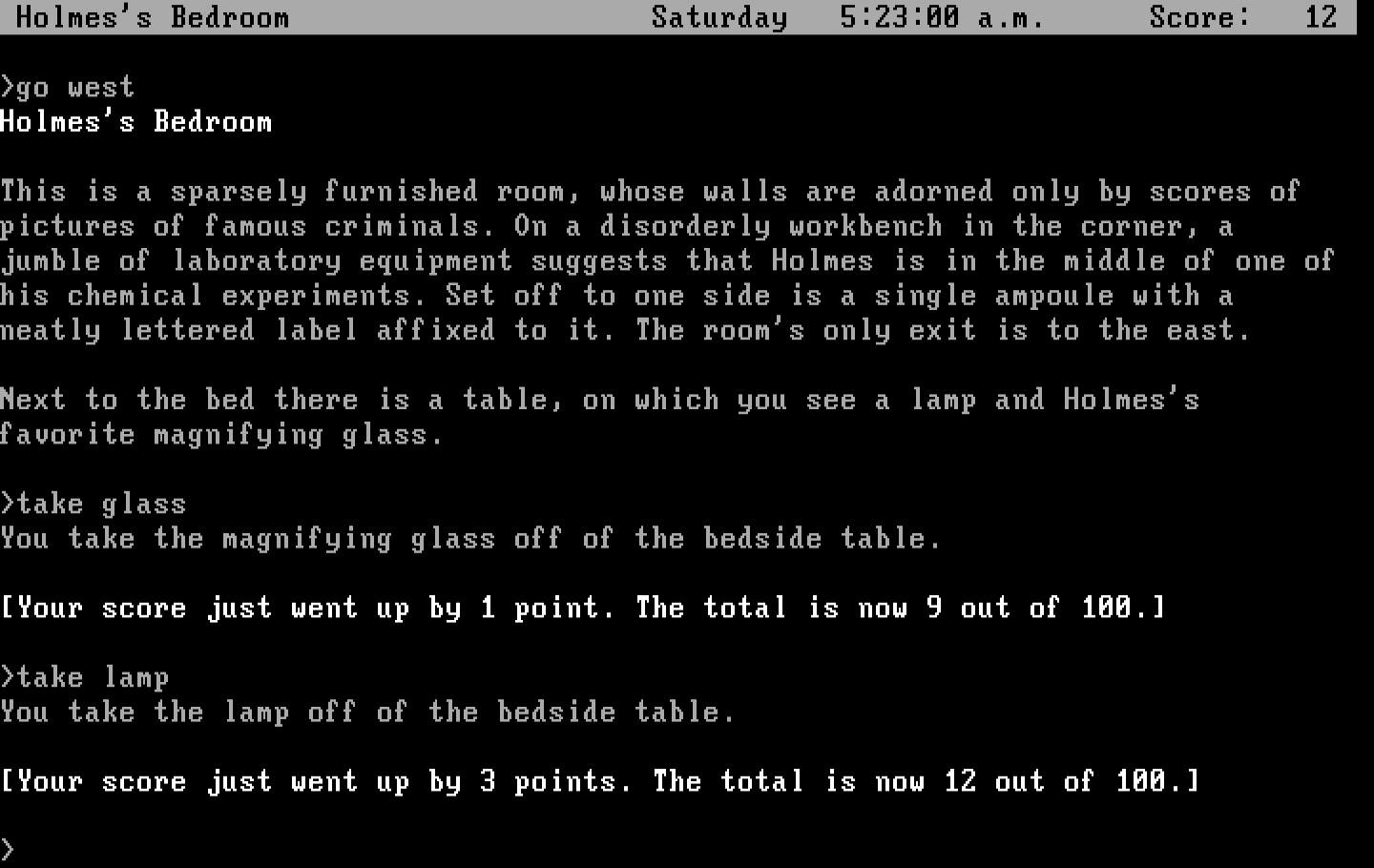 Sherlock: The Riddle of the Crown Jewels IBM PC/Compatibles Screenshot: Taking a lamp; these are always useful in adventure games!